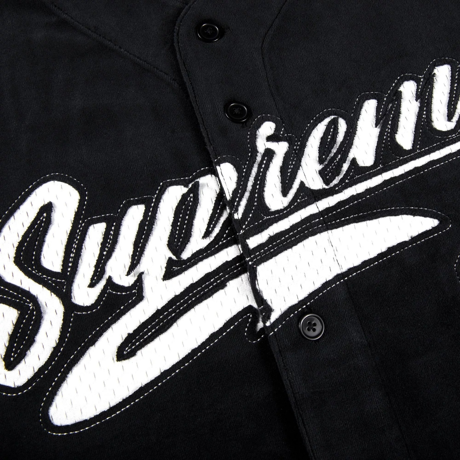 Jersey de béisbol de terciopelo Supreme negro